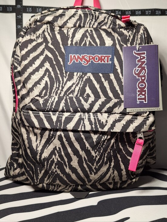 Jansport Handbags - NWT Jansport Backpack, Zebra Stripes, Black & Grey w/ Pink Accents